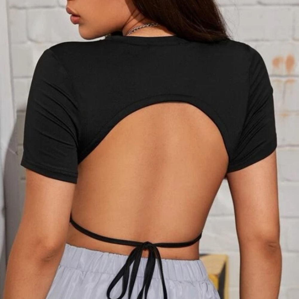 Black, Openback Croptop